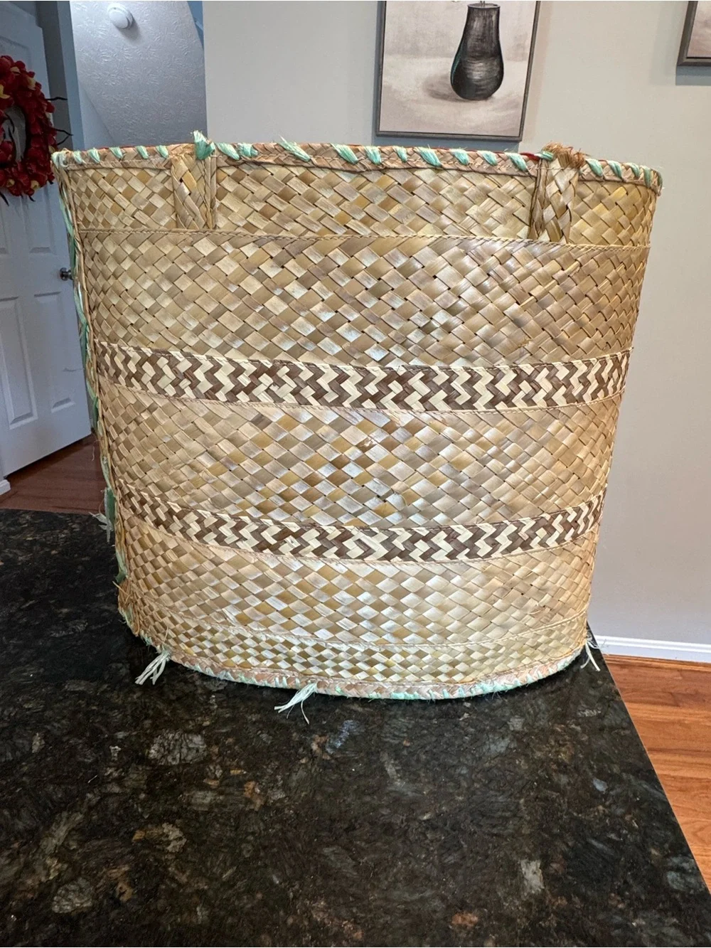 Purse Woven Straw Raffia Beach Bag Basket Tote MCM Colorful Floral Boho Vintage